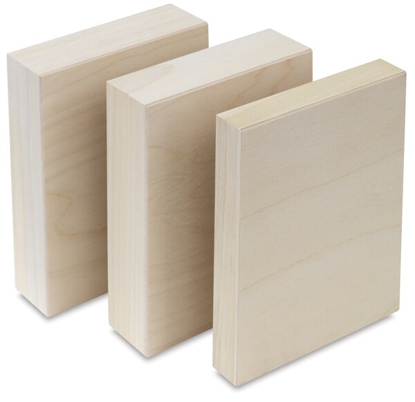 American Easel Flat Wood Panel Pack - 5&#x22; x 7&#x22;, Flat Panel with Two 2&#x22; Cradle, Pkg of 3