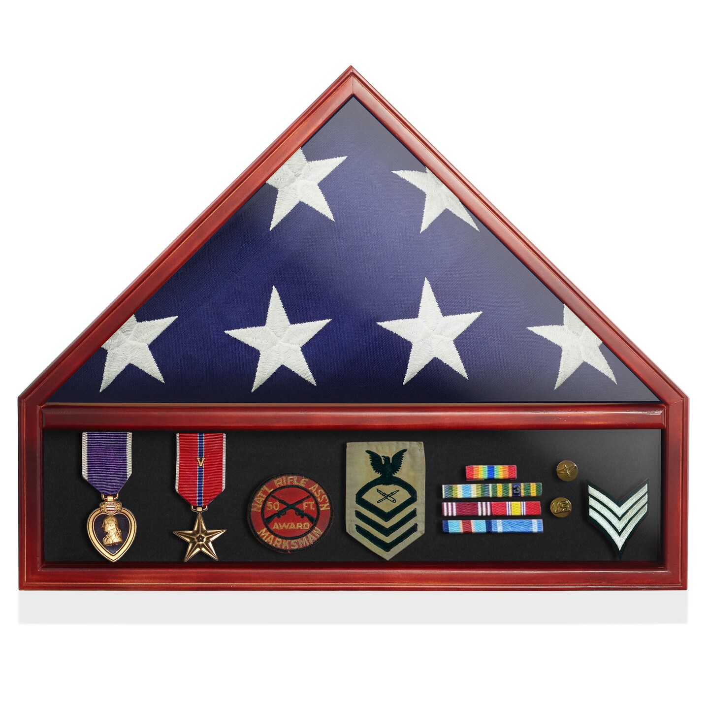 Reminded Military Medal & Burial Flag Shadow Box Display Case with Glass Insert