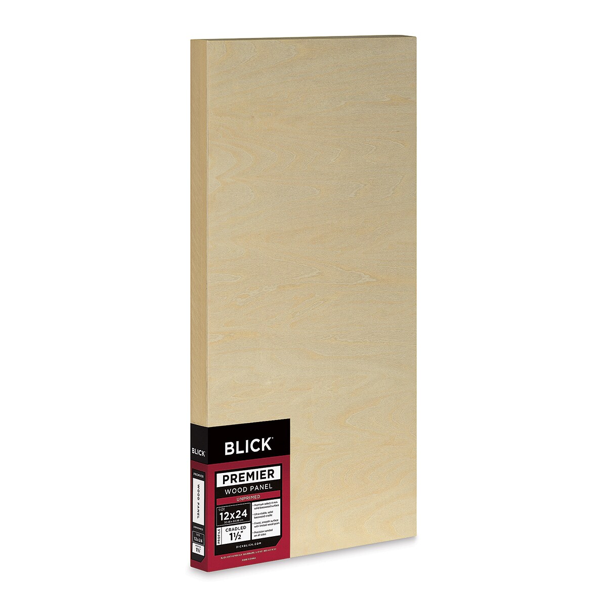 Blick Premier Wood Panel - 12&#x22; x 24&#x22;, 1-1/2&#x22; Gallery Profile, Cradled