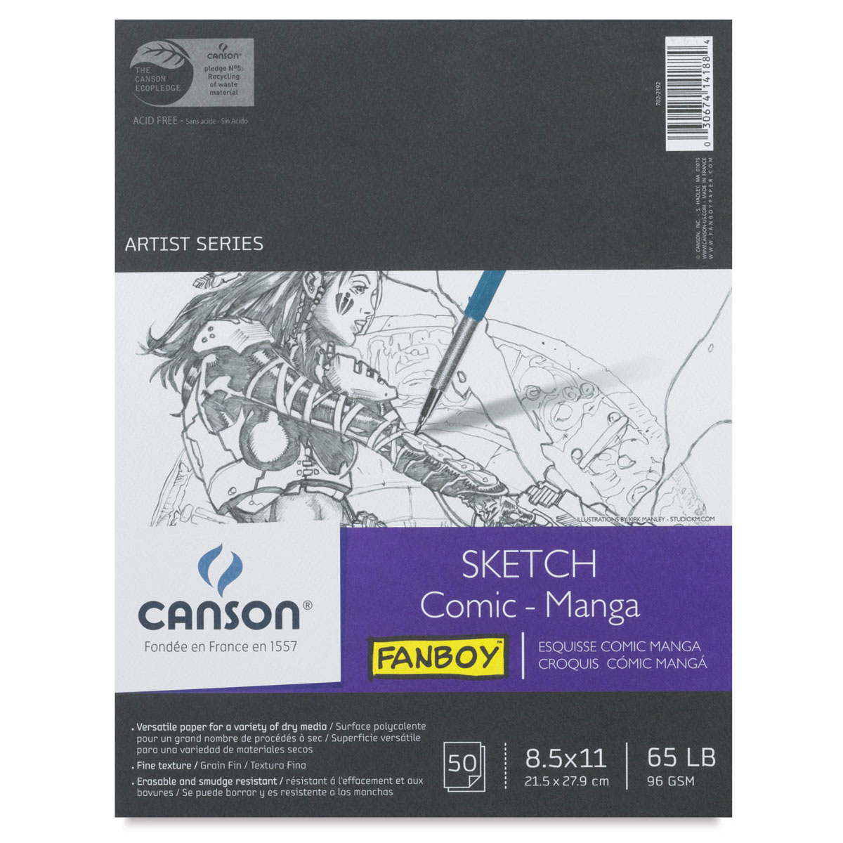 Canson Fanboy Comic-Manga Sketch Book - 8 1/2" x 11", 80 Sheets