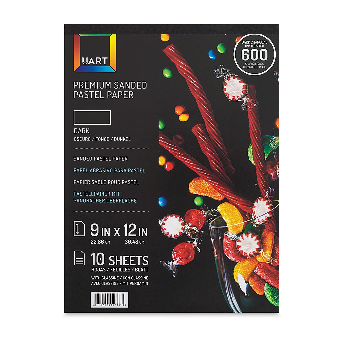 UArt Sanded Pastel Paper Pad - 600 Grit, 9&#x22; x 12&#x22;, 10 Sheets, Dark