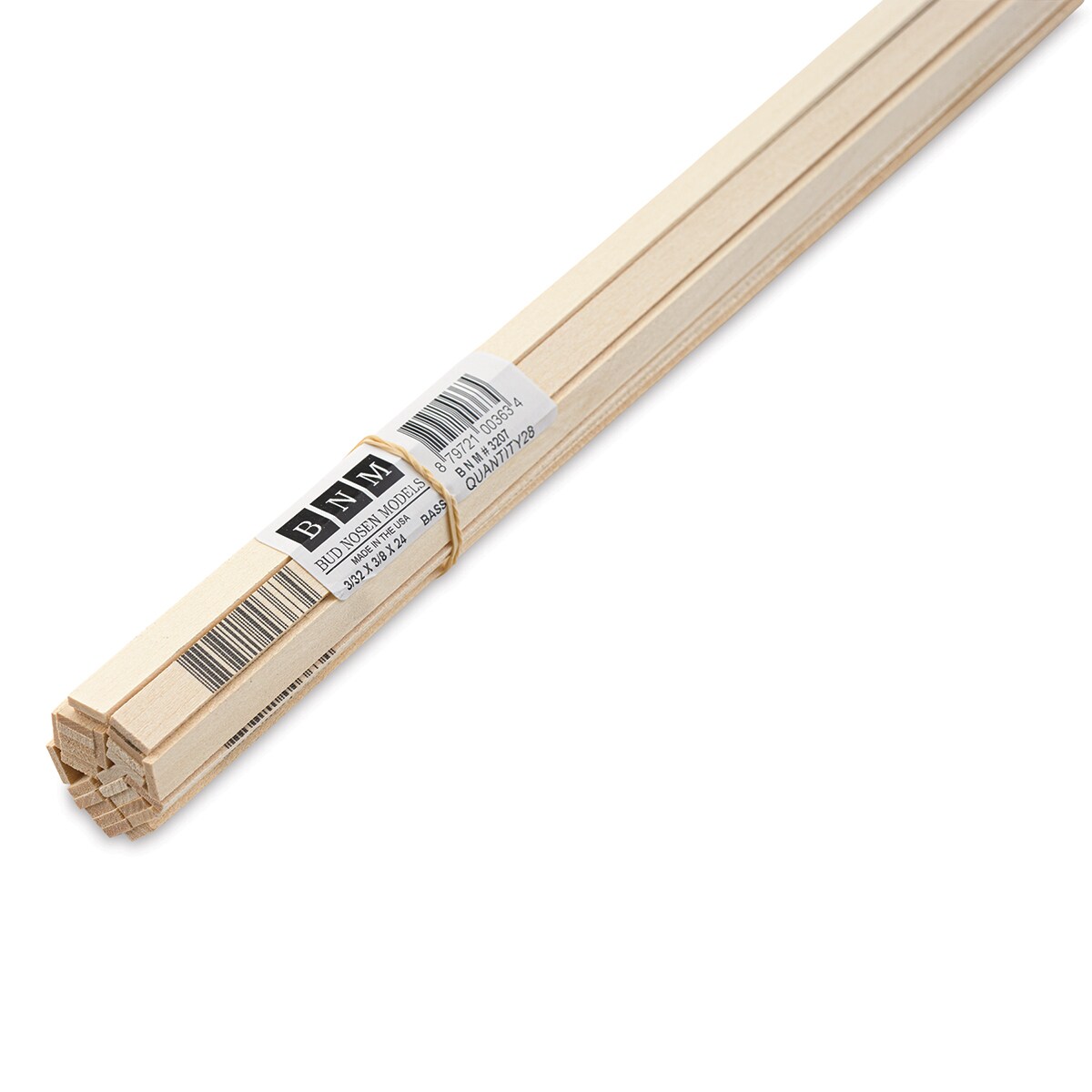 Bud Nosen Basswood Sticks - 3/32&#x22; x 3/8&#x22; x 24&#x22;, 28 Sticks