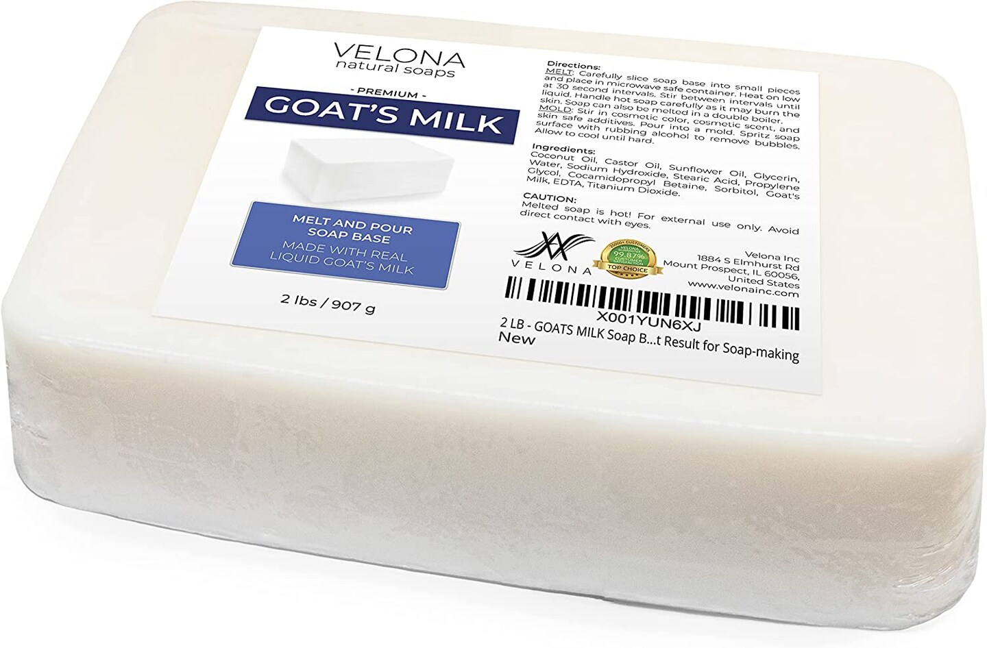 2 LB - GOATS MILK Soap Base by Velona | SLS/SLES free | Melt and Pour | Natural Bars For The Best Result for Soap-making…