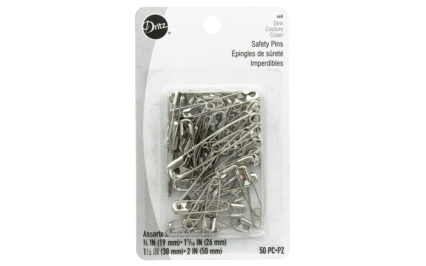 Dritz Safety Pins Astd Size 00,1,2,3 Nickel 50pc Michaels