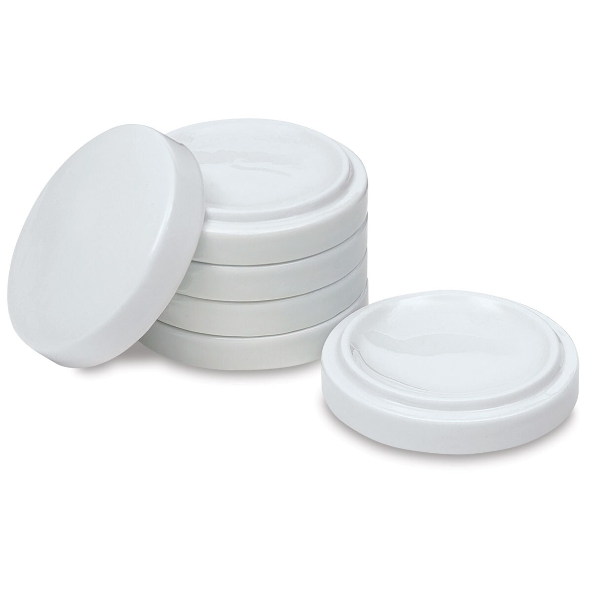 Richeson Nesting Porcelain Palette Set - Small x 1/2" x 3", With 1 Lid, Set of 5
