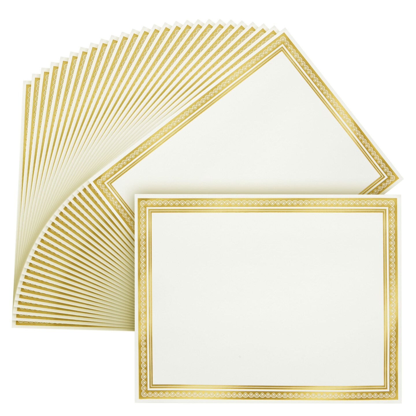 50 Sheets Gold Foil Award Certificate Paper 8.5 x 11 for Printing - Blank Cardstock for Graduation, Diploma and Achievement (White)