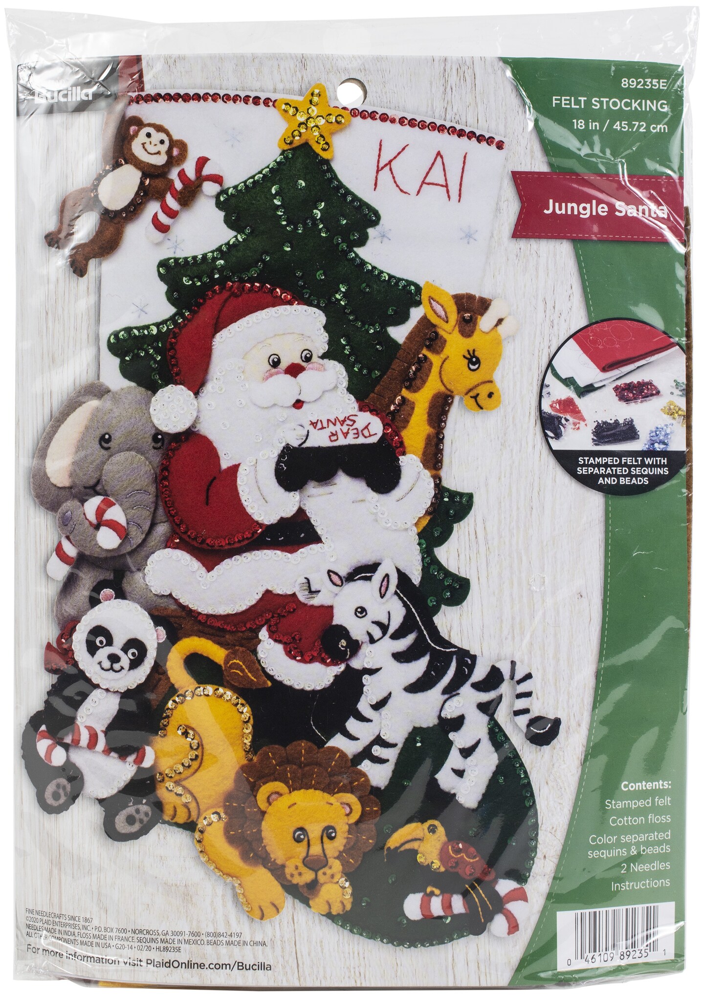 Bucilla Felt Stocking Applique Kit 18 Long-Santa's Visit, 1