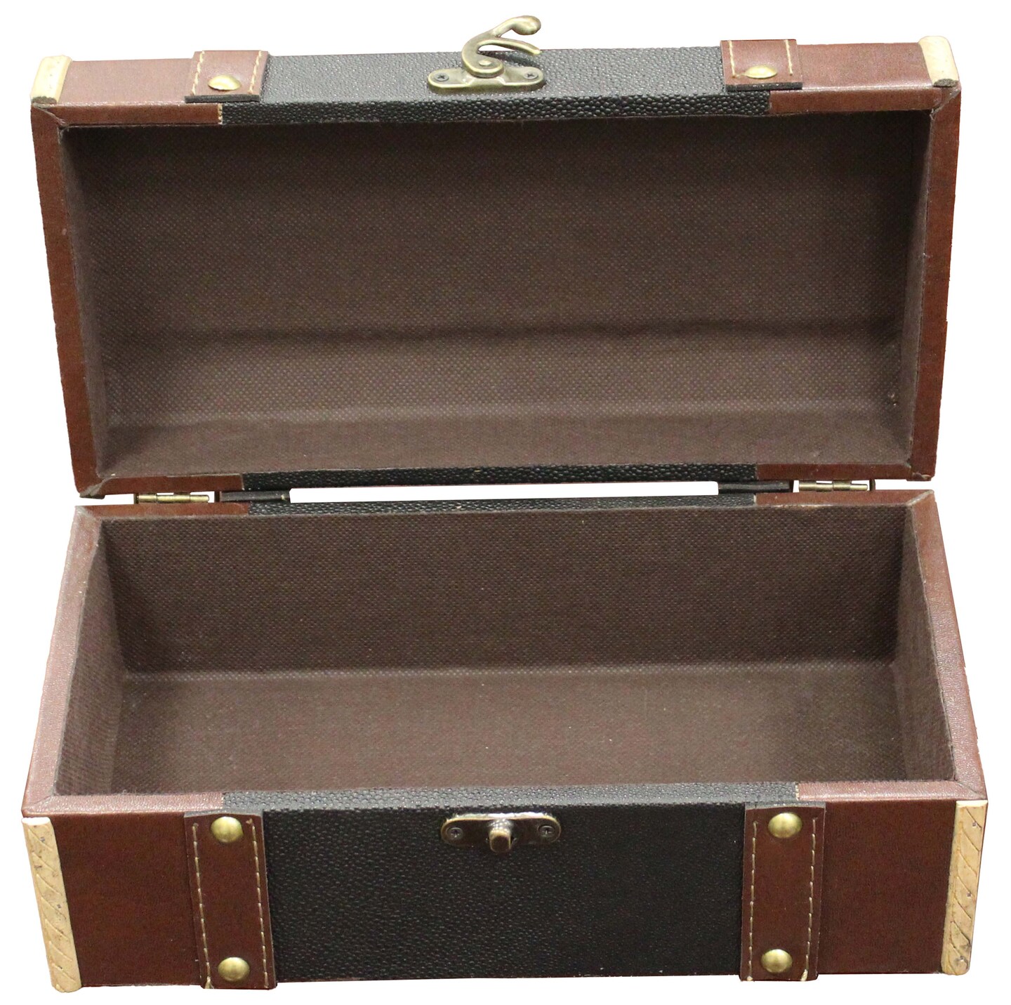 Vintage Inspired Decorative Wooden Treasure Chest and Shoe Box with Handle and Strap Ideal as Keepsake Box, Jewelry Box, Photo Storage Box for Shelves, Dresser or Table Top