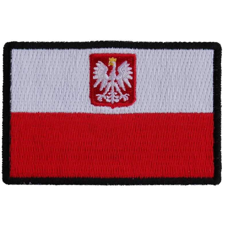 Patch, Embroidered Patch (Iron-On or Sew-On), Poland Polish Flag Patch, 3&#x22; x 2&#x22;