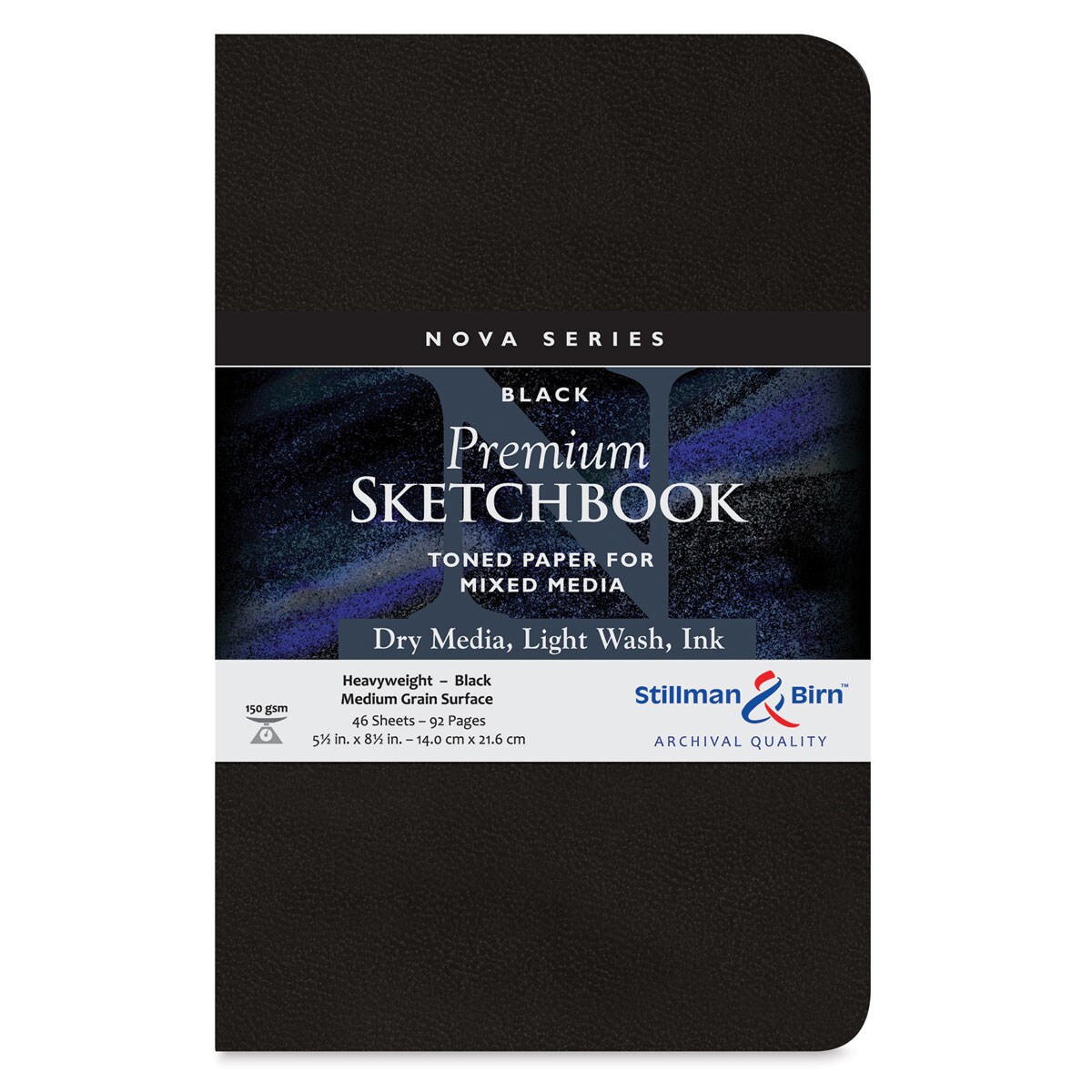 Stillman & Birn Nova Series Toned Softcover Sketchbook - Black, 5-1/2" x 8-1/2"