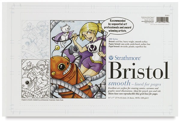Strathmore Sequential Art Bristol Paper Pad, 200 Series, 11 x 17, Blue  Lined - MICA Store