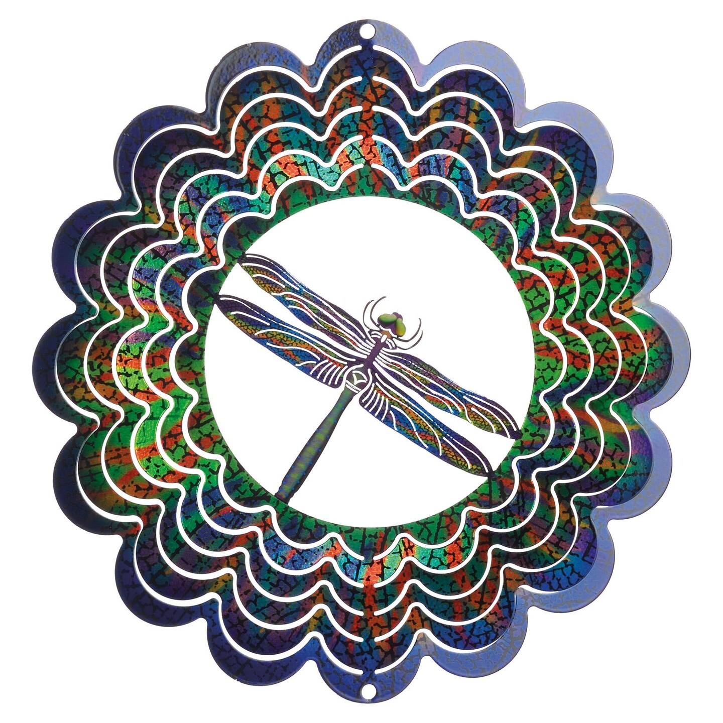 Kaleidoscope Dragonfly Blue Wind Spinner