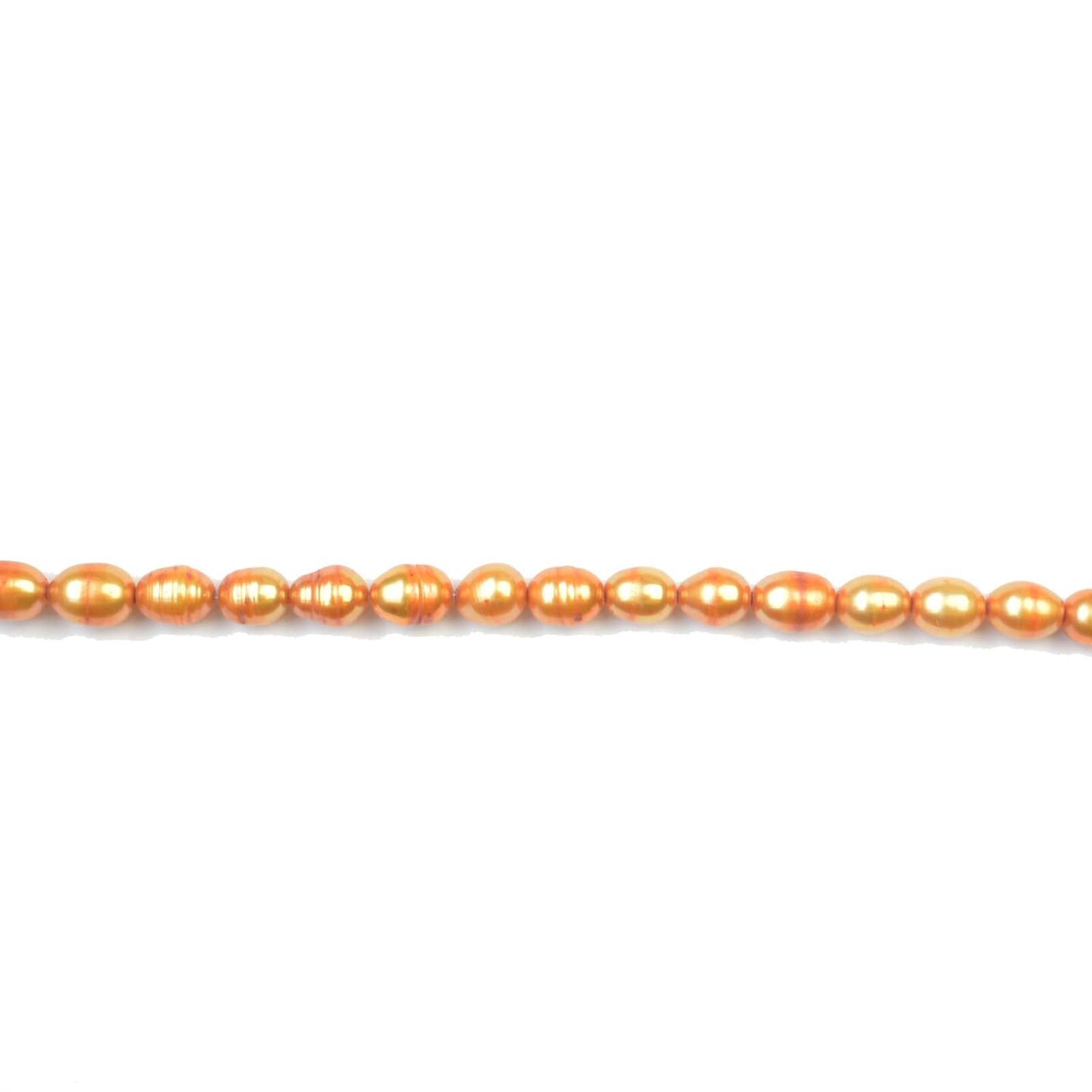 Orange Dyed Fresh Water Pearls Rice (Hole Through Length) 5.5x7mm Beads