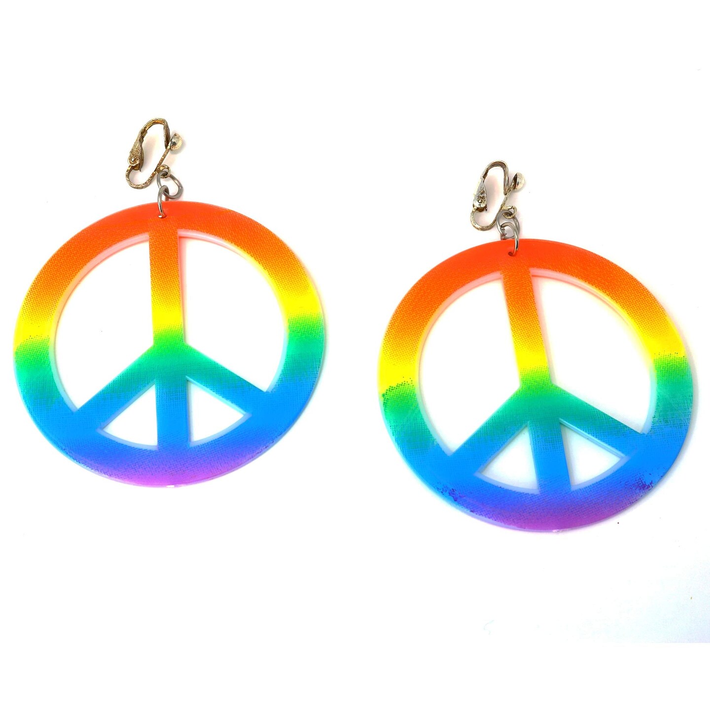 Hippie Style Peace Earrings - 1960&#x27;s Hipster Fashion Peace Ear Rings - 1 Pair