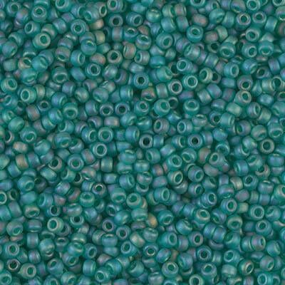 Miyuki 11 Round Seed Bead, 11-147FR, Matte Transparent Emerald AB