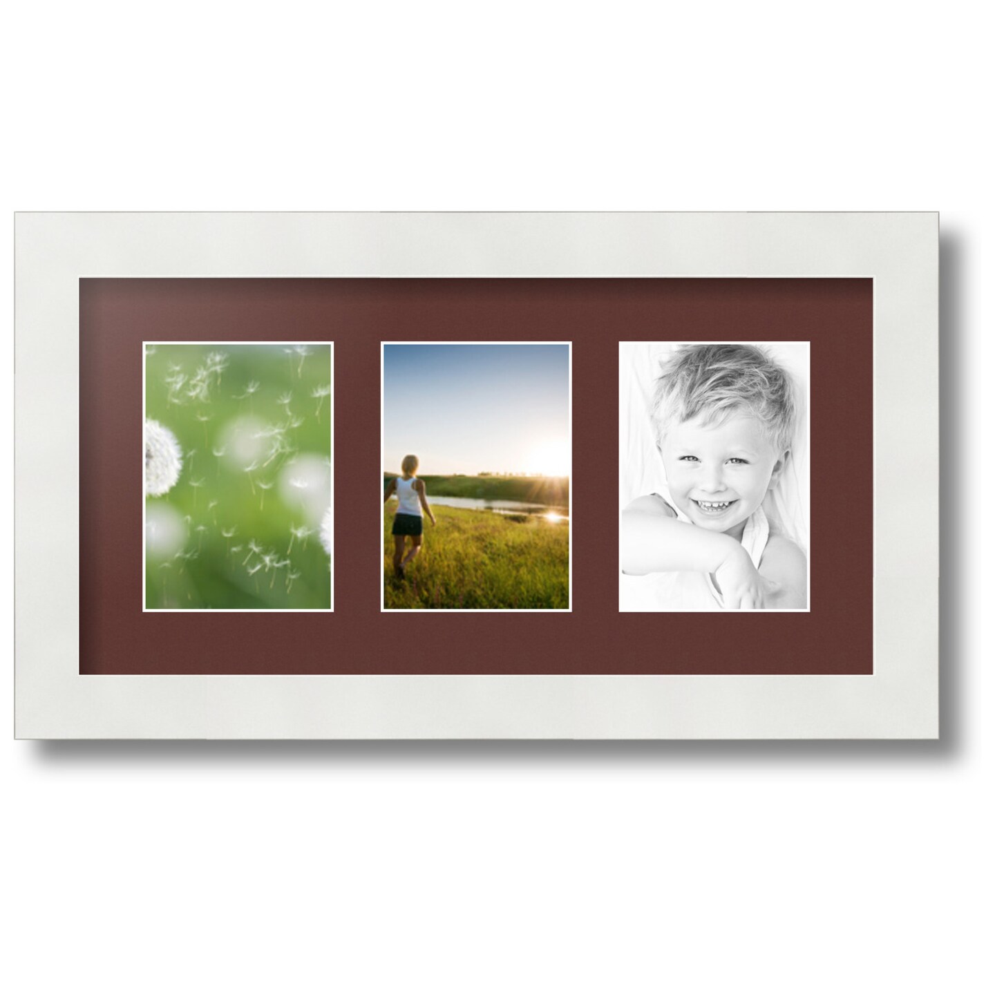 ArtToFrames Collage Photo Picture Frame with 3 - 3.5x5 inch Openings, Framed in White with Over 62 Mat Color Options and Regular Glass (CSM-3966-29)