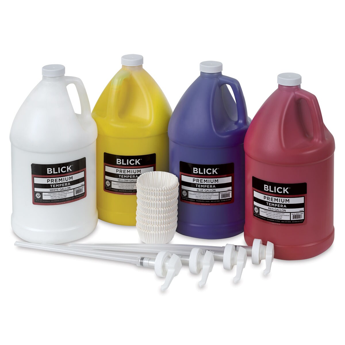 Blick Premium Grade Tempera 4Color Pump Kit, Primary Set, Gallons