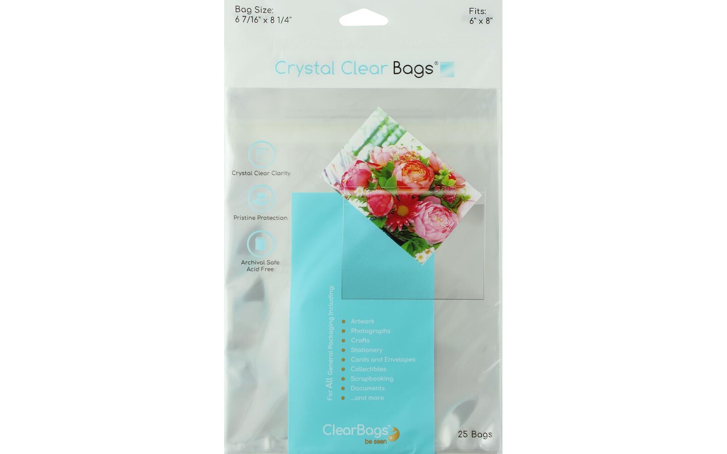 Clearbags Crystal Clear Bag 6X8 Photo 25Pc