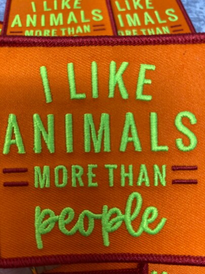 Patch Party Club “I Like Animals More Than People” Iron-On Embroidered Patch, Size 2.85”