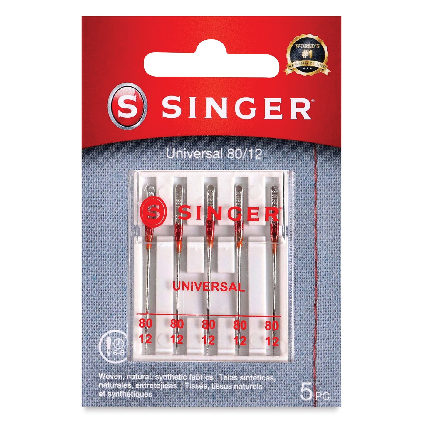 Singer Sewing Machine Needles - Universal, 80/12, Pkg of 5