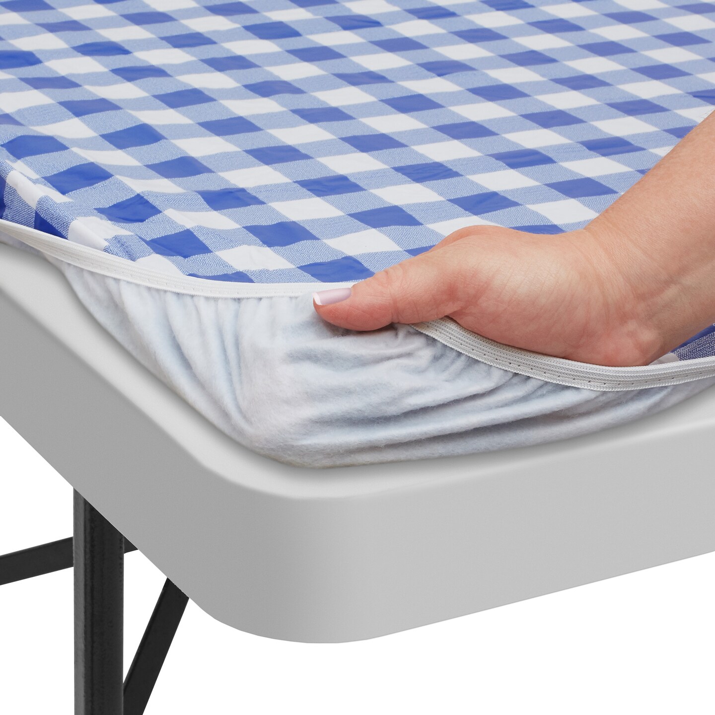 Lann&#x27;s Linens Vinyl Tablecloth with Flannel Backing, Patterned - Fitted Waterproof Table Cover for Indoor / Outdoor Use