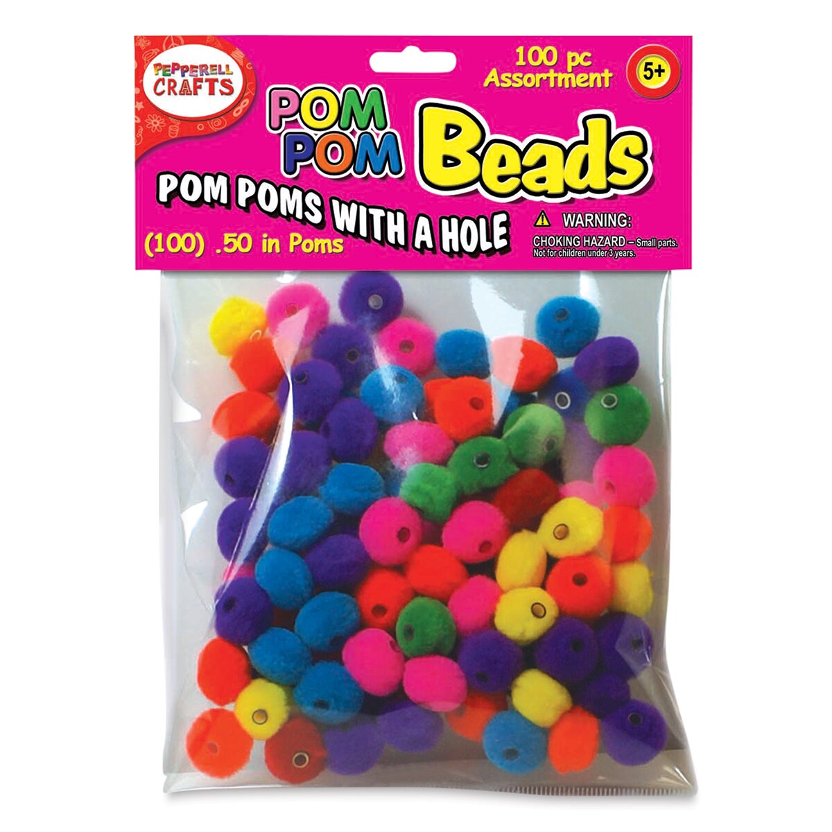 Pom Pom Beads - 1/2&#x22;, 100 Piece Assortment