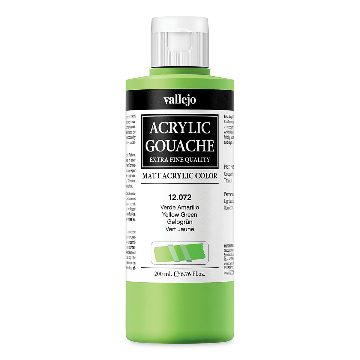 Vallejo Acrylic Gouache - Yellow Green, 200 ml