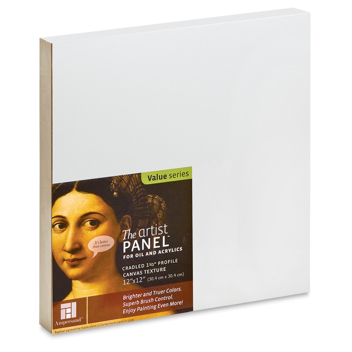 Ampersand Value Series Artist Panel - Textured, 12&#x22; x 12&#x22;, 1-1/2&#x22; Cradle