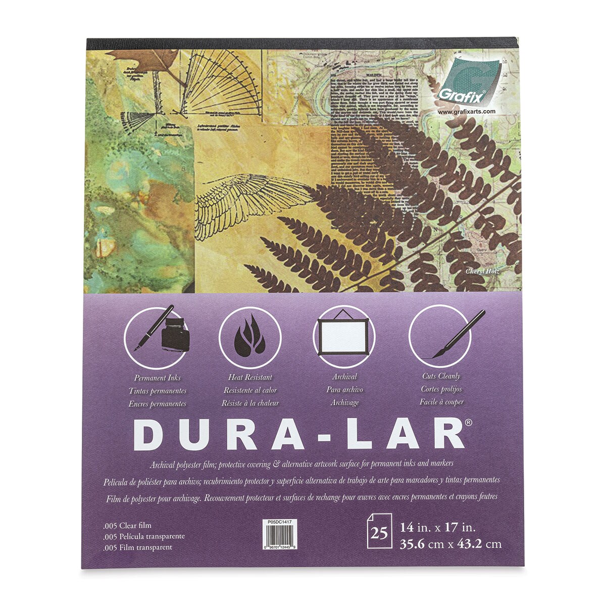 Grafix Dura-Lar Clear Acetate Alternative - 14&#x22; x 17&#x22; x .005&#x22;, Pad, 25 Sheets