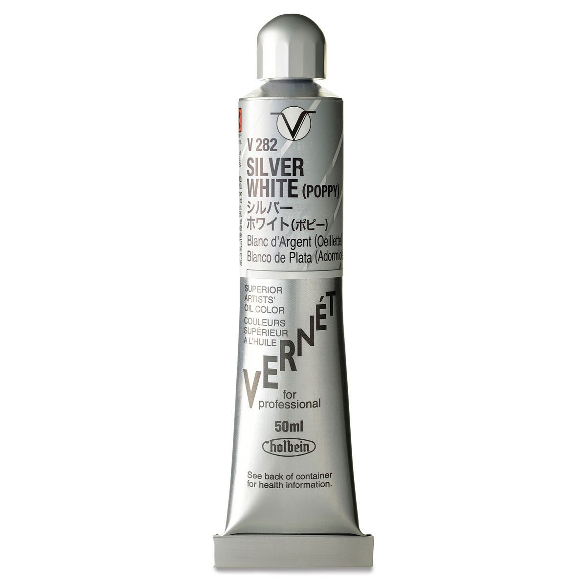 Holbein Vernét Superior Artists' Oil Color - Silver White Flake (Poppy), 50 ml tube