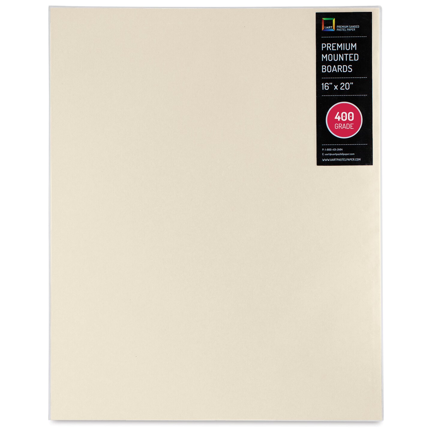 UArt Premium Sanded Pastel Paper Board - 16&#x22; x 20&#x22;, Neutral, 400 Grit