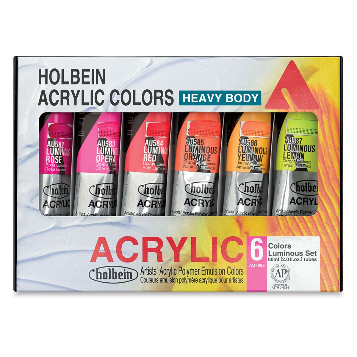 Holbein Heavy Body Acrylics - Set of 6, Luminous Colors, 60 ml