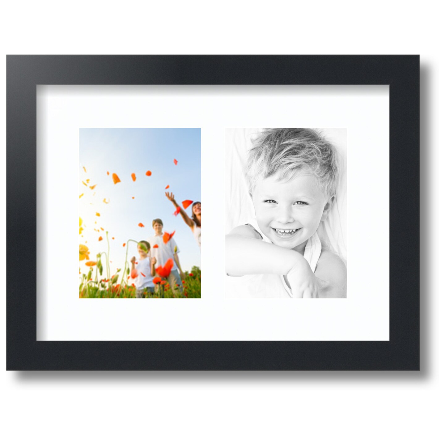 ArtToFrames Collage Photo Picture Frame with 2 - 5x7 inch Openings, Framed in Black with Over 62 Mat Color Options and Regular Glass (CSM-3926-35)