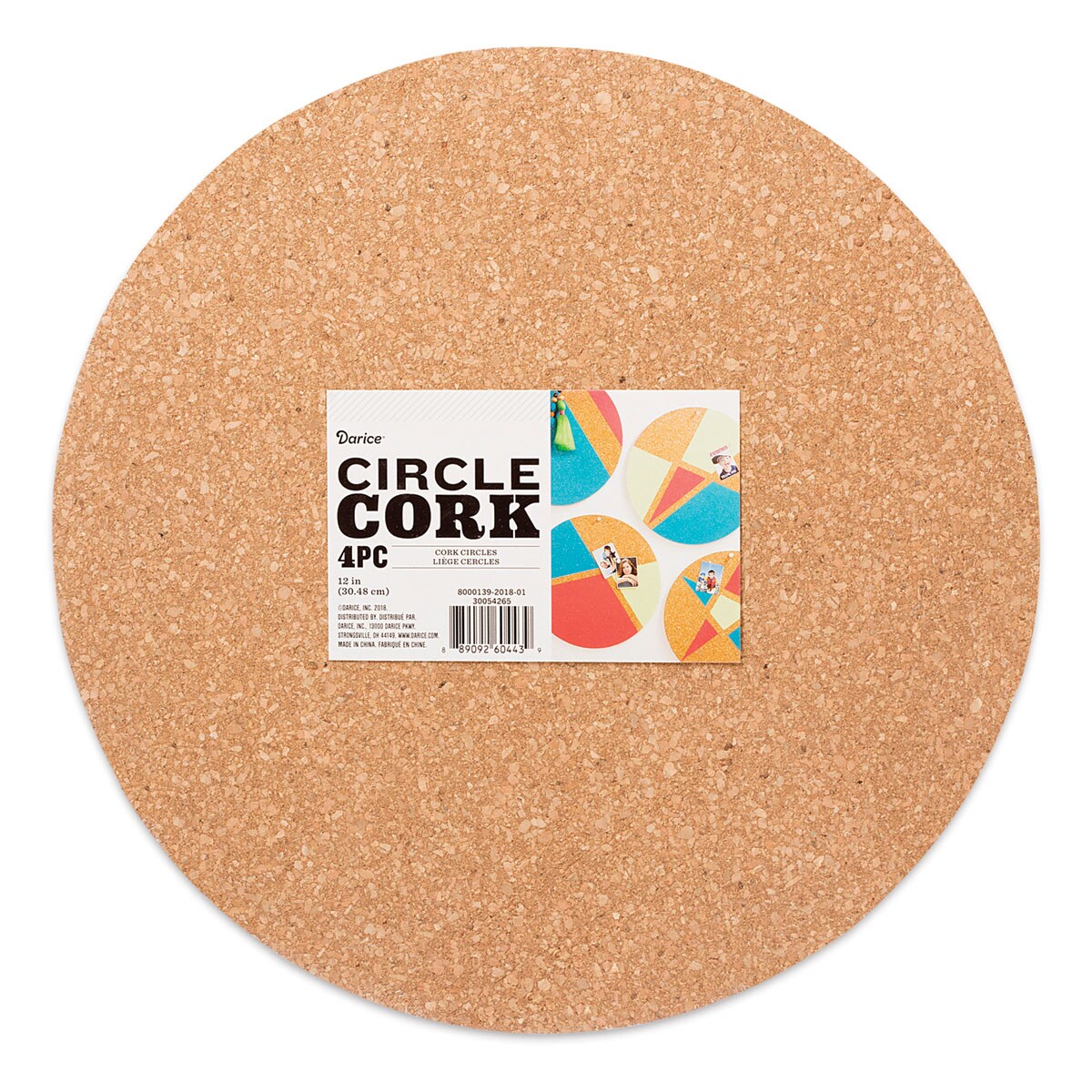 Darice Cork Shapes - Circle, 12&#x22;, Pkg of 4