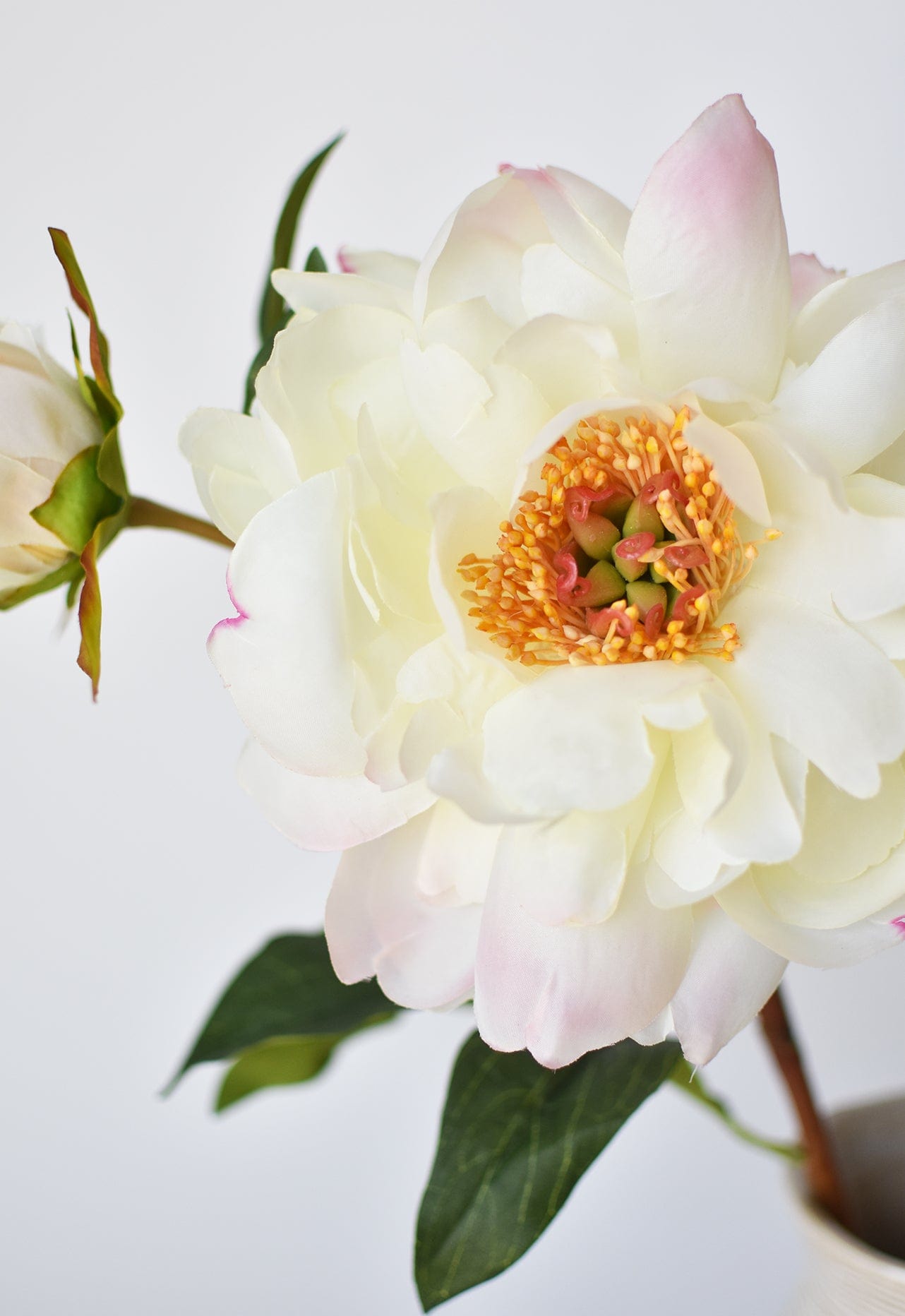 22.5&#x22; Faux Peony Stem w/Bud Cream White