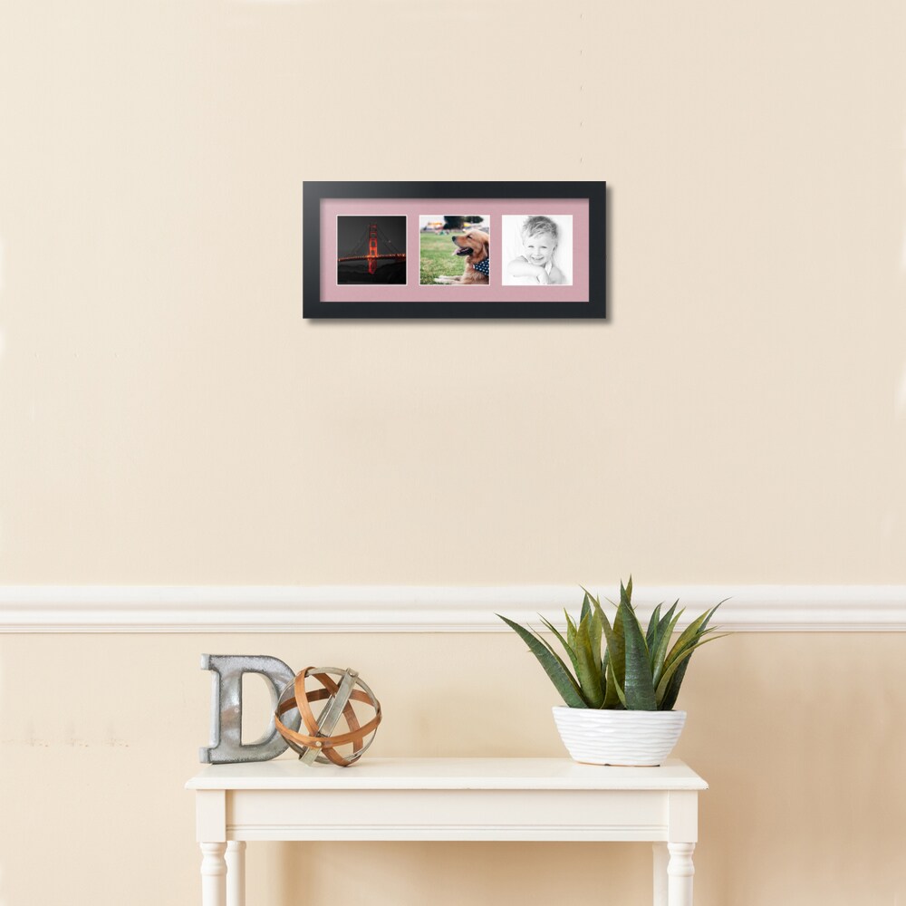 ArtToFrames Collage Photo Picture Frame with 3 - 5x5 inch Openings, Framed in Black with Over 62 Mat Color Options and Regular Glass (CSM-3926-95)