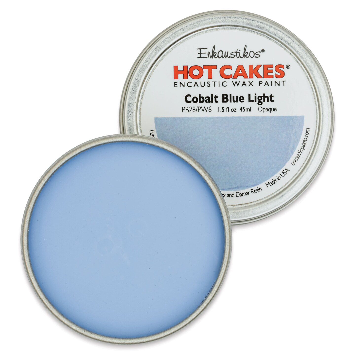 Enkaustikos Hot Cakes Encaustic Paint - Cobalt Blue Light, 45 ml tin