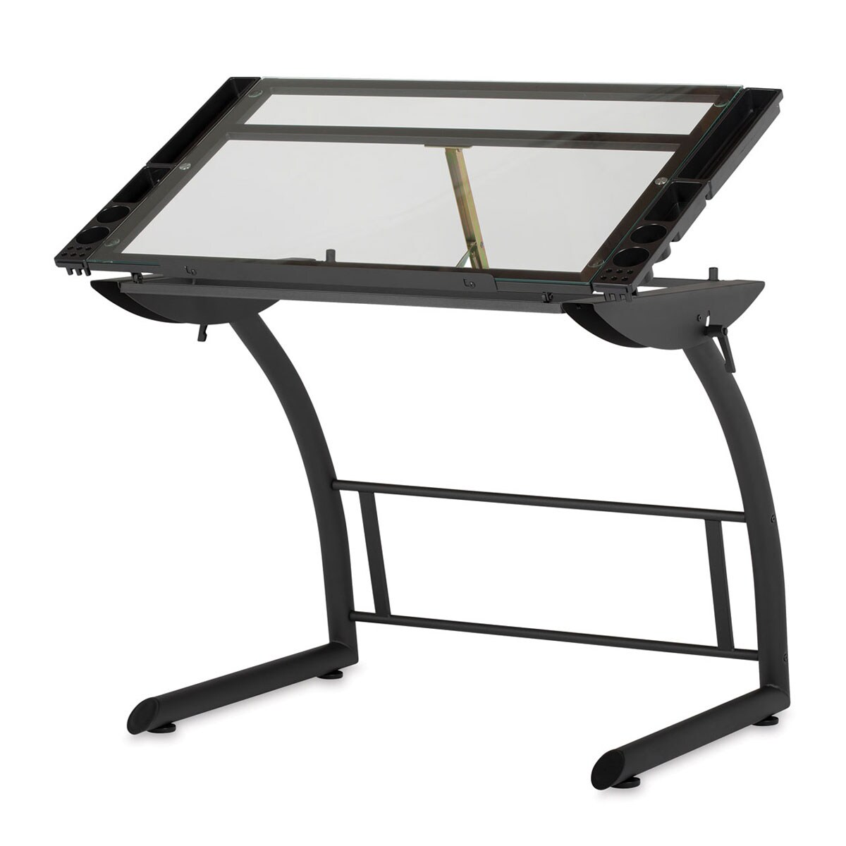 Studio Designs Triflex Drawing Table Charcoal Frame, Clear Glass