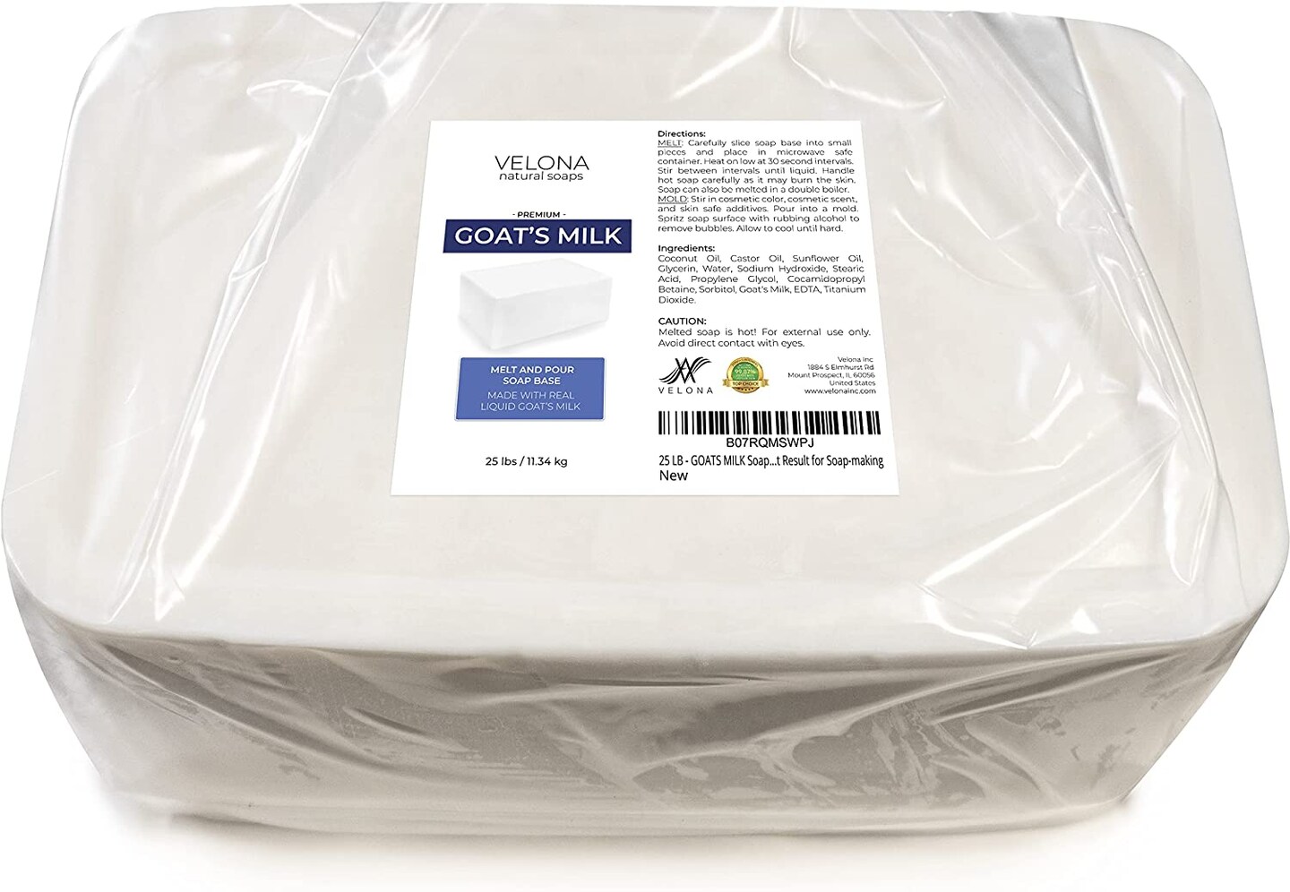 25 LB - GOATS MILK Soap Base by Velona | SLS/SLES free | Melt and Pour | Natural Bars For The Best Result for Soap-making&#x2026;