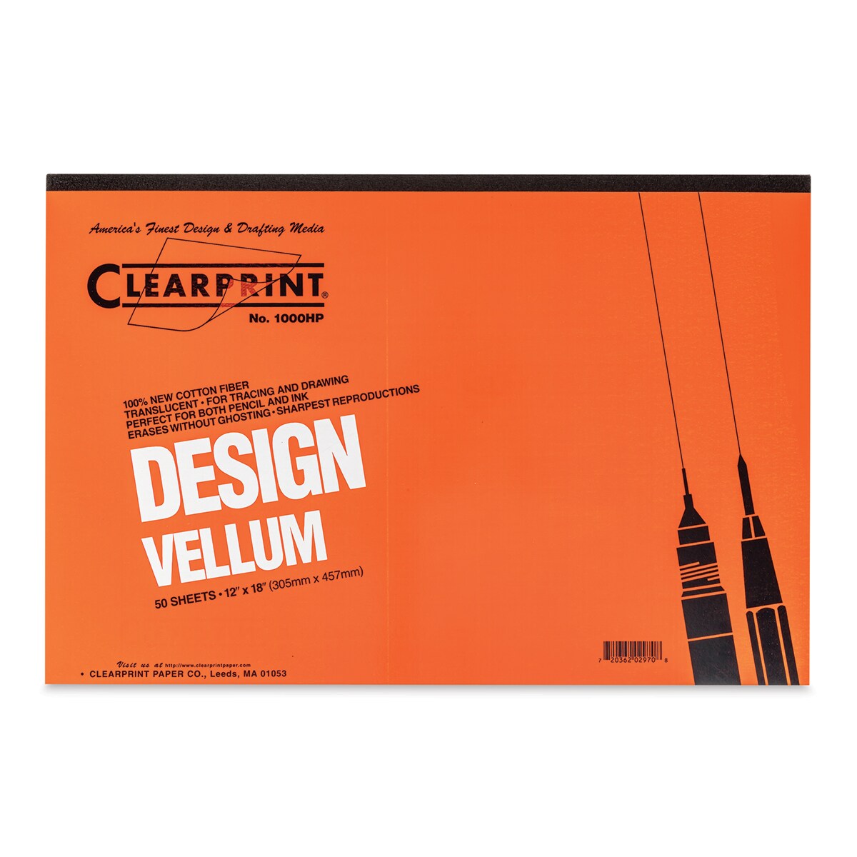 Clearprint 1000H Drafting Vellum - 12&#x22; x 18&#x22;,  Pad, 50 Sheets