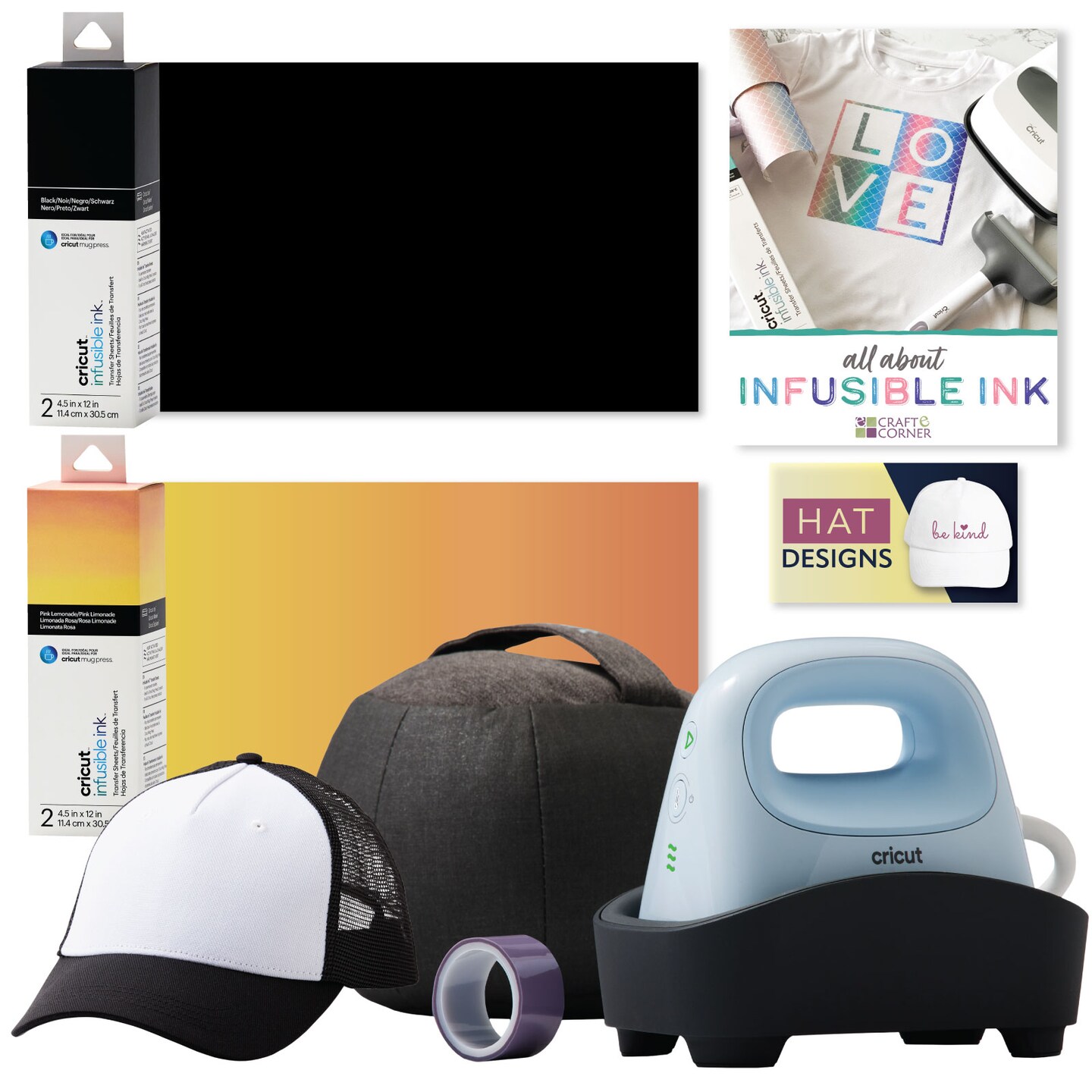 Cricut Hat Press Machine with Infusible Ink and Trucker Hat Bundle