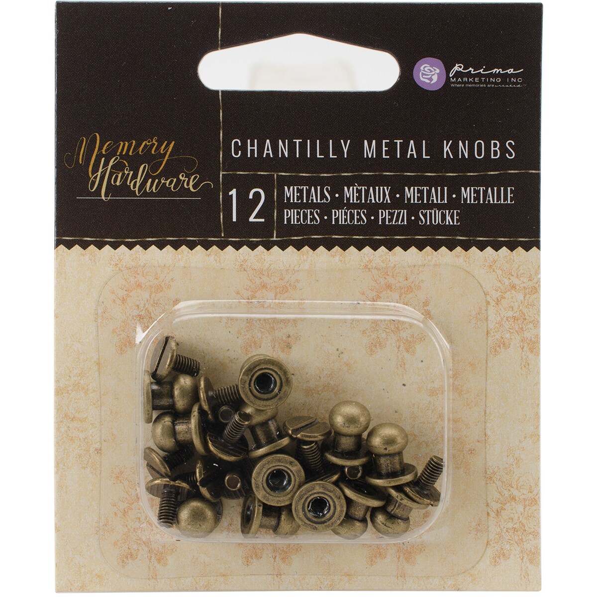 Prima Marketing Memory Hardware Embellishments-Metal Knobs .25" 12/Pkg