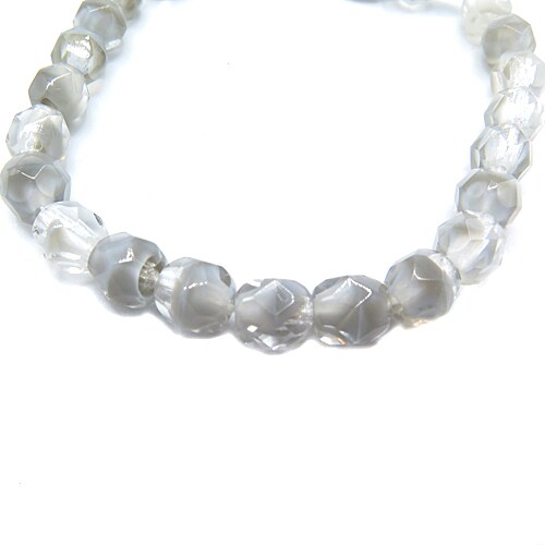 Smoky Gray &#x26; Clear Rondelle Faceted Czech Glass Beads (1 strand/25 beads) (B614)