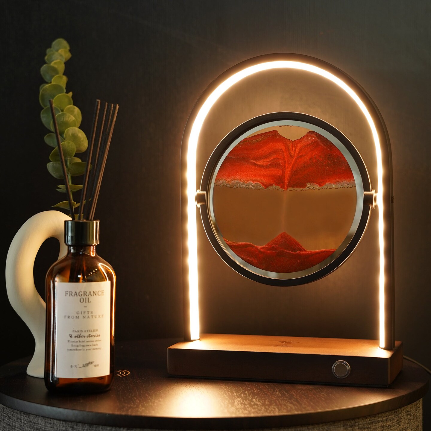 LED Moving Sand Table Lamp with Wireless Charger