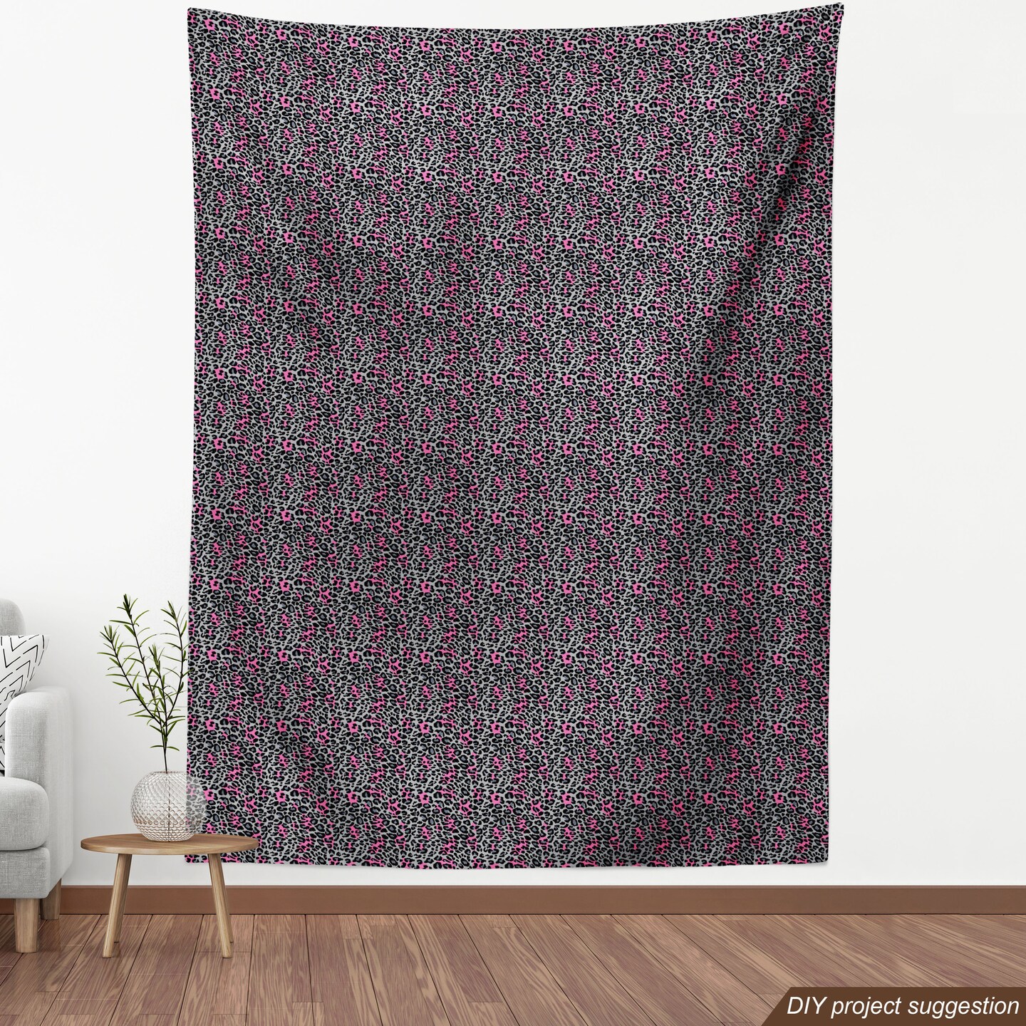 Ambesonne Leopard Print Fabric by The Yard, Safari Animal Pattern Nature Inspired Fashion Cheetah Panther, Decorative Fabric for Upholstery and Home Accents, 2 Yards, Black Grey