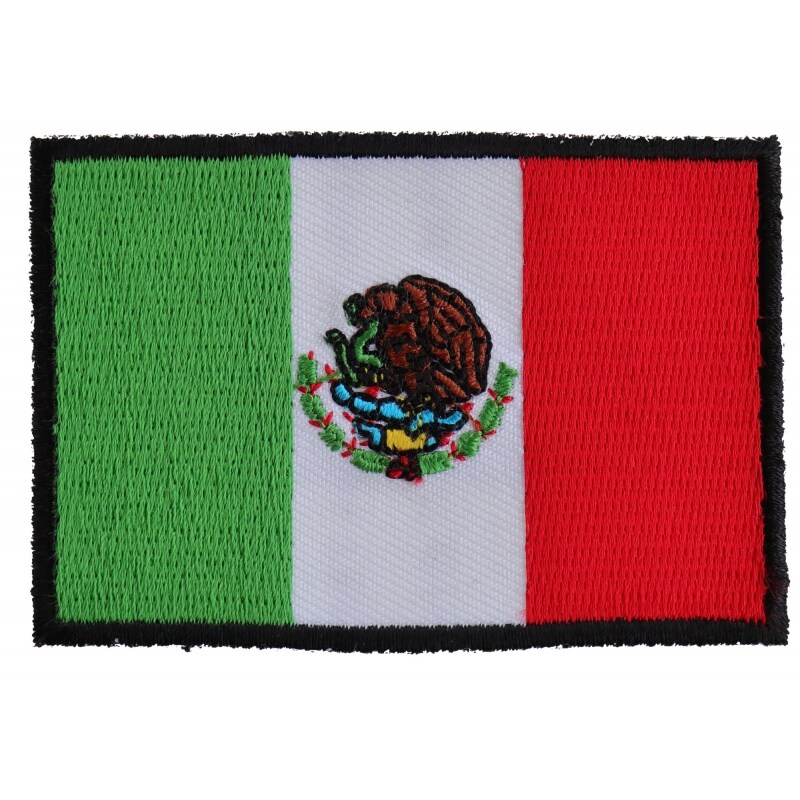Patch, Embroidered Patch (Iron-On or Sew-On), Mexico Mexican Flag Patch, 3&#x22; x 2&#x22;