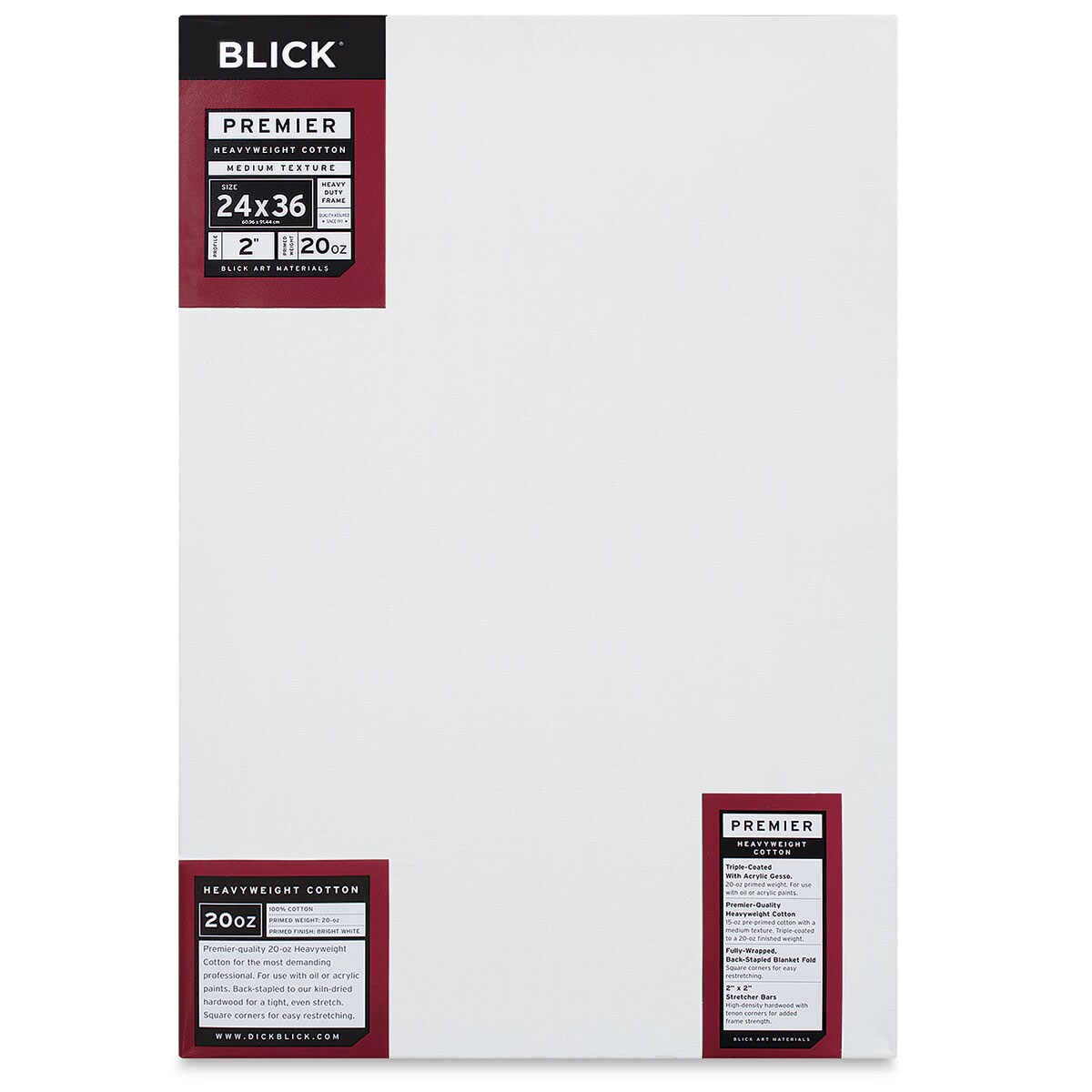 Blick Premier Heavyweight Stretched Cotton Canvas - 24&#x22; x 36&#x22;, 2&#x22; Profile