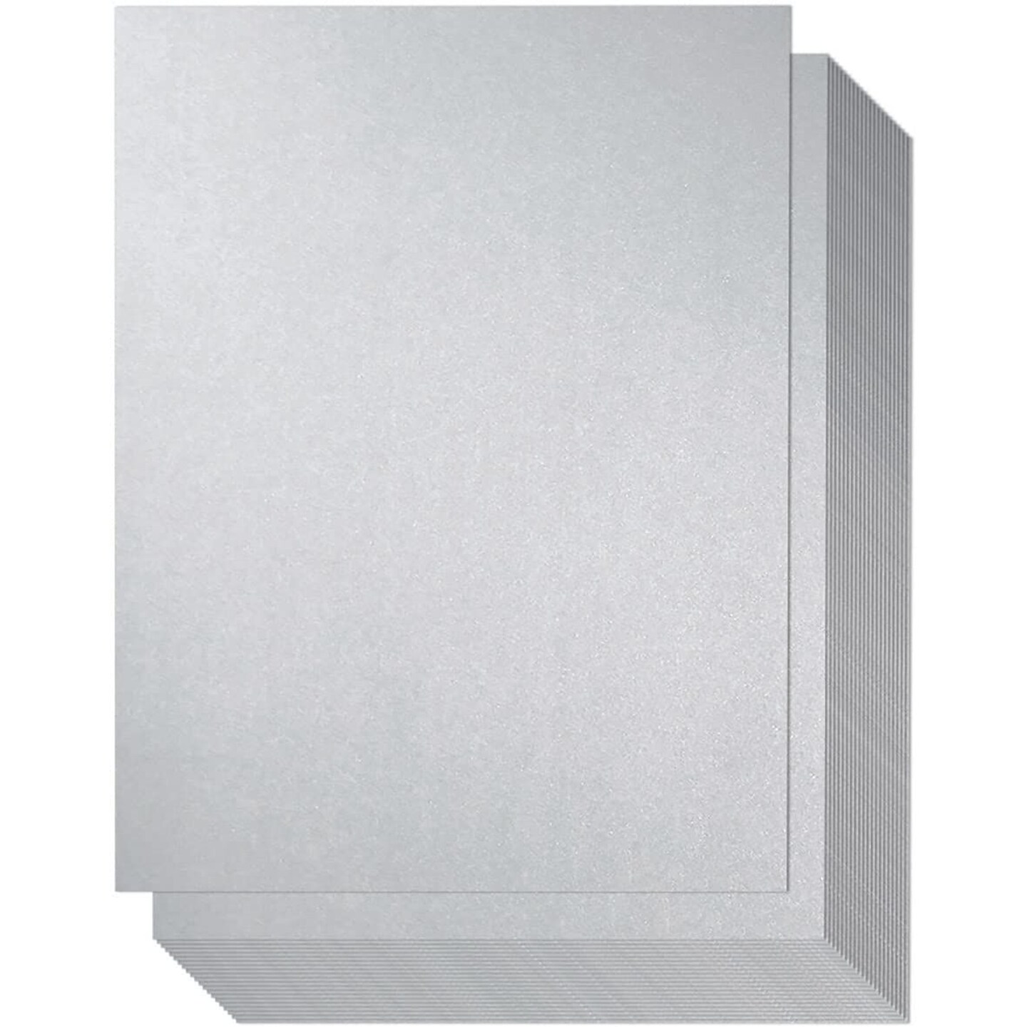 96 Sheet Silver Shimmer Metallic Cardstock, Double-Sided Paper for Scrapbooking, DIY Projects (8.5x11 In, 250 gsm)