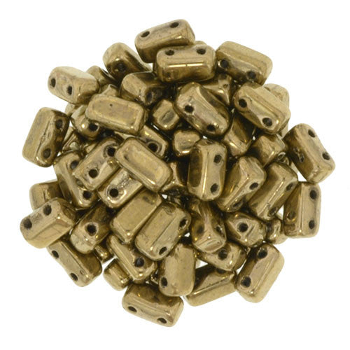 Czechmate 3mm X 6mm Brick Glass Czech Two Hole Bead, Bronze