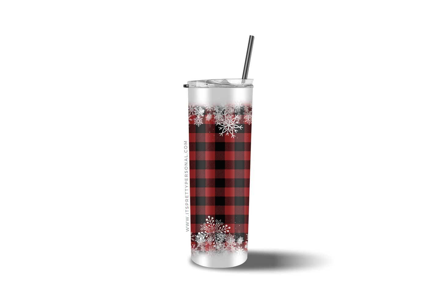 #55 CLEAR - 20oz Red Buffalo Plaid Snow- 9.4&#x22; x 8&#x22; Pattern Vinyl Wrap (IPP EXCLUSIVE!)